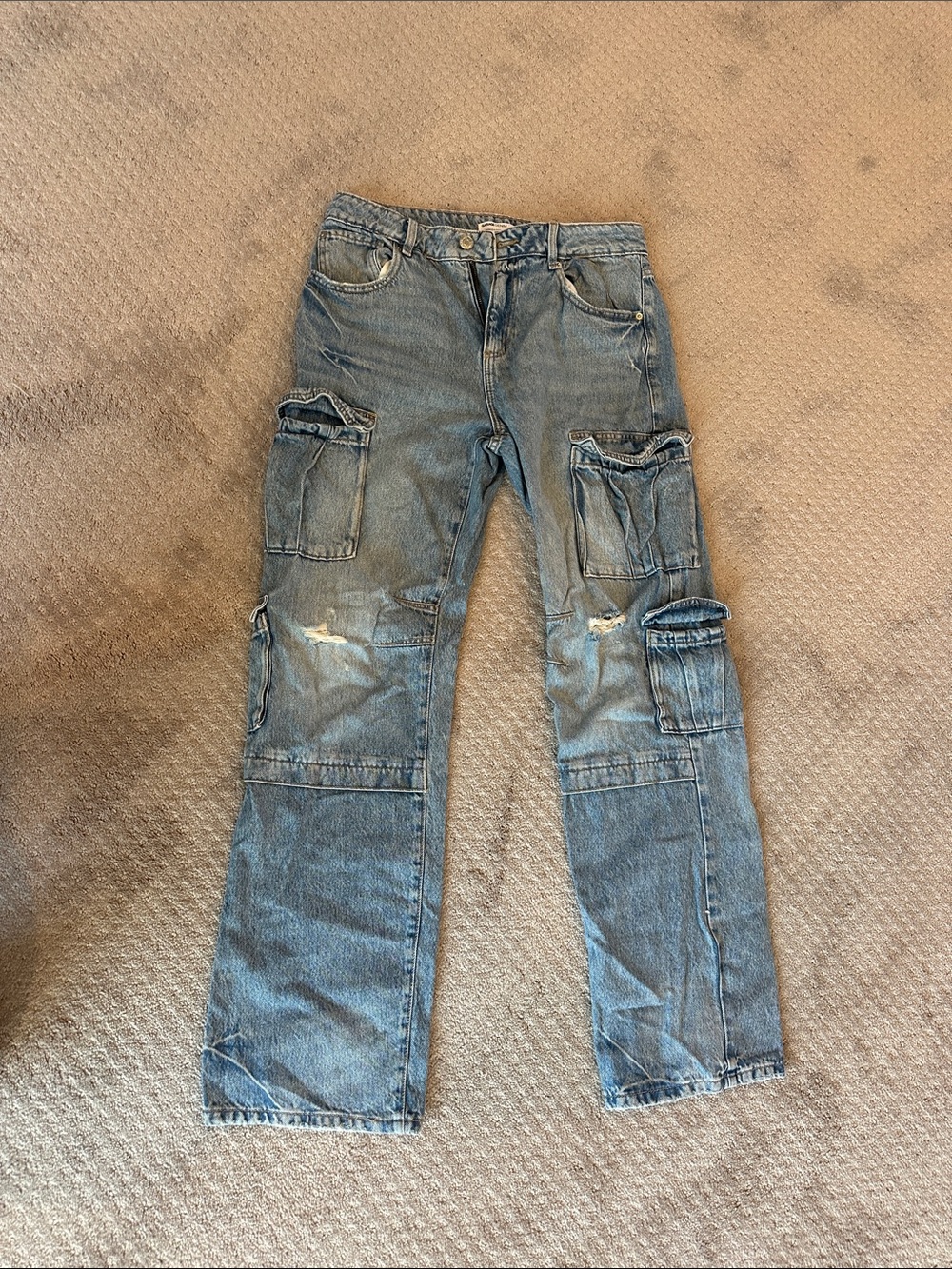 Garage Light Wash Cargo Denim Jeans